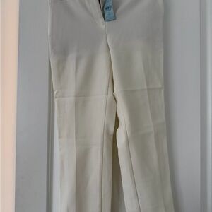 Ann Taylor Cream High-Rise Ankle Pants
